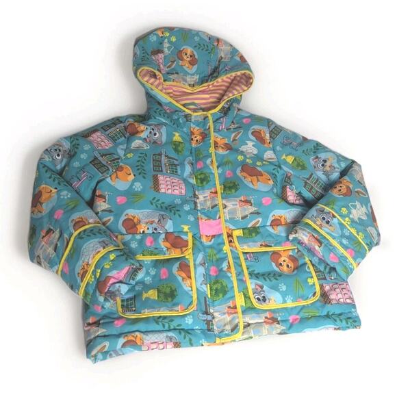 Disney Zip up Hoodie Jacket Lady and The Tramp Snow Rain Blue Girls Size 5 6 - Picture 5 of 11